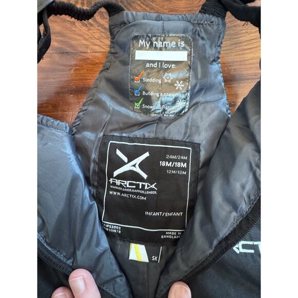 ARCTIX BLACK INFANT SIZE 18 MONTHS BIB OVERALL CHEST HIGH SNOW INSULATED NWT - Picture 8 of 15